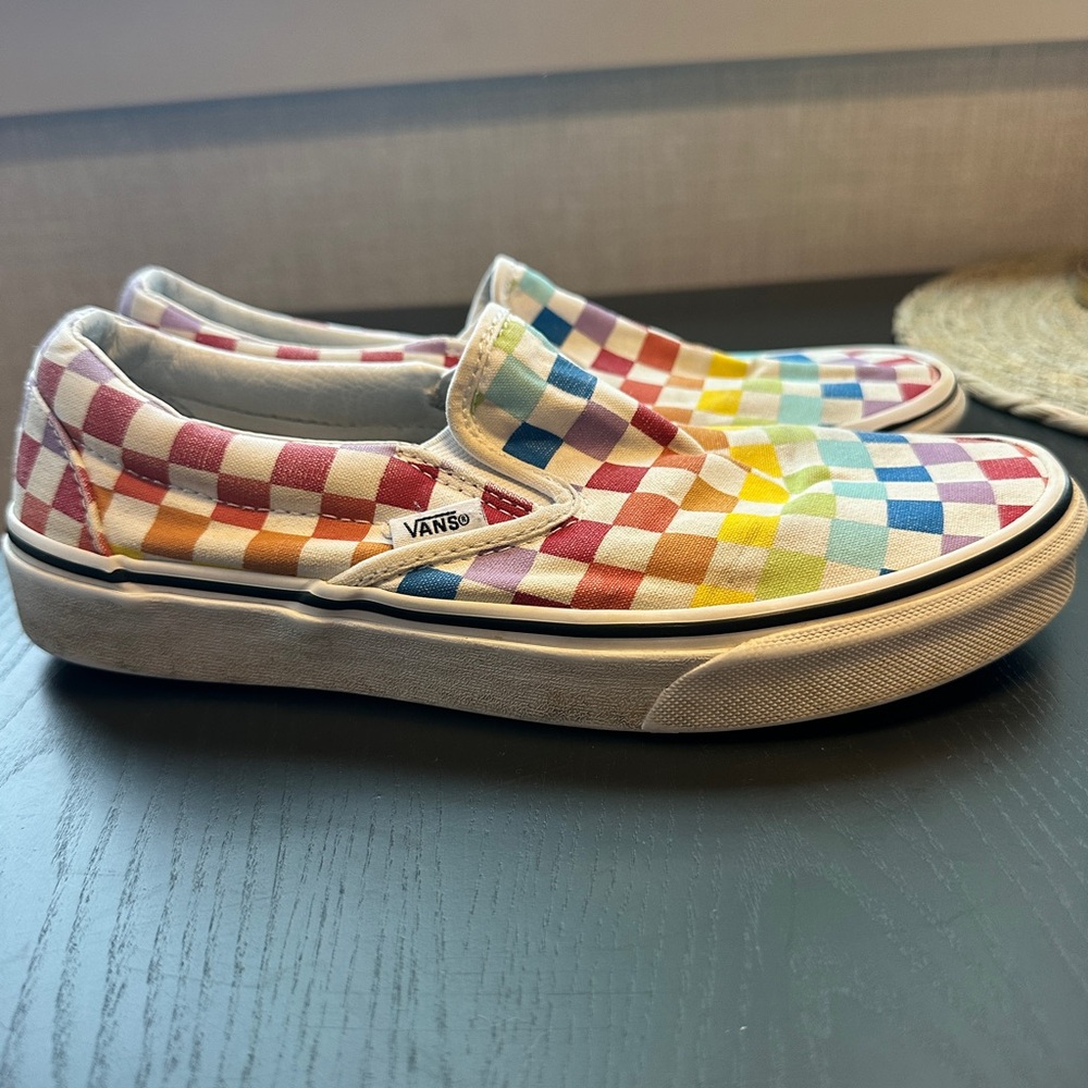 Vans Women's Rainbow Checkered Slip-On Sneakers